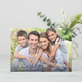 Cartes Pour Fêtes Annuelles Joyeux Nouvel An Simple Script Photo (Debout devant)