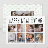 Cartes Pour Fêtes Annuelles Joyeux Nouvel An typographie huit photo collage sa (Devant / Derrière)