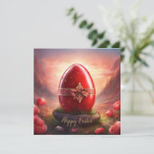 Cartes Pour Fêtes Annuelles Joyeux oeuf rouge de Pâques (Debout devant)