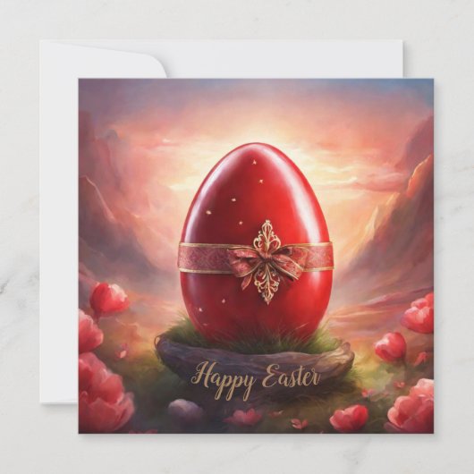Cartes Pour Fêtes Annuelles Joyeux oeuf rouge de Pâques (Devant)