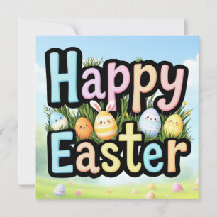 Cartes Pour Fêtes Annuelles Joyeux Oeufs de Pâques et lapins