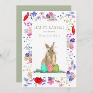 Cartes Pour Fêtes Annuelles Joyeux Oeufs de Pâques et mignonette de lapin flor