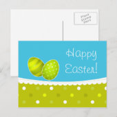 Cartes Pour Fêtes Annuelles Joyeux OEufs de Pâques Vert Bleu Design (Devant / Derrière)