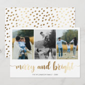 Cartes Pour Fêtes Annuelles Joyeux Or Et Bright Script | Photo de vacances (Devant / Derrière)