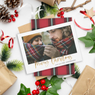 Cartes Pour Fêtes Annuelles Joyeux or noël rouge et vert plaid photo