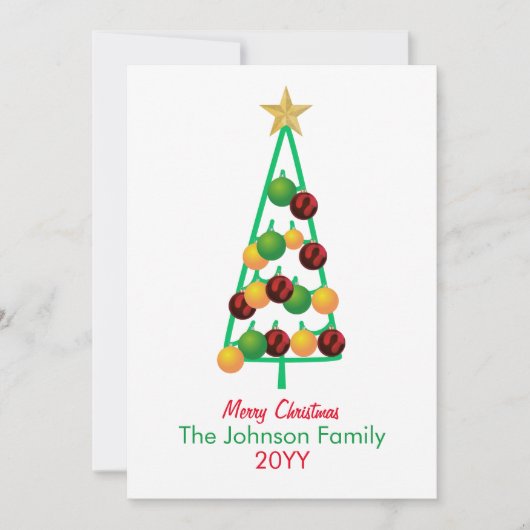 Cartes Pour Fêtes Annuelles Joyeux ornements d'arbre de Noël (Devant)