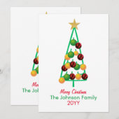 Cartes Pour Fêtes Annuelles Joyeux ornements d'arbre de Noël (Devant / Derrière)