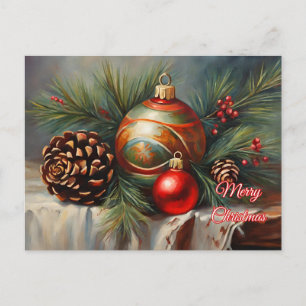 Cartes Pour Fêtes Annuelles Joyeux ornements de Noël, baies, cônes de pin