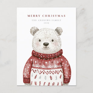 Cartes Pour Fêtes Annuelles Joyeux Ours de Noël dans un pull