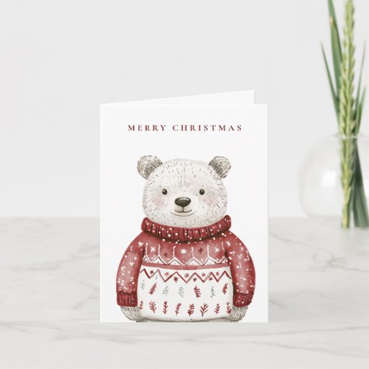 Cartes Pour Fêtes Annuelles Joyeux Ours de Noël dans un pull (Devant)