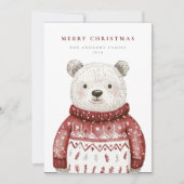 Cartes Pour Fêtes Annuelles Joyeux Ours de Noël dans un pull (Devant)