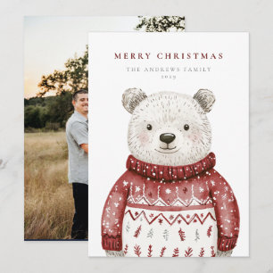Cartes Pour Fêtes Annuelles Joyeux Ours de Noël dans un pull