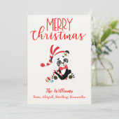 Cartes Pour Fêtes Annuelles Joyeux Panda de Noël (Debout devant)