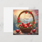 Cartes Pour Fêtes Annuelles Joyeux panier de Pâques avec oeufs (Devant / Derrière)