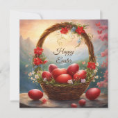 Cartes Pour Fêtes Annuelles Joyeux panier de Pâques avec oeufs (Devant)