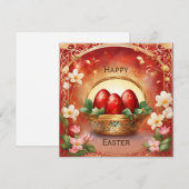 Cartes Pour Fêtes Annuelles Joyeux panier de Pâques avec oeufs (Devant / Derrière)