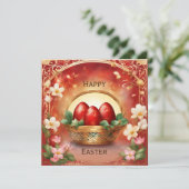 Cartes Pour Fêtes Annuelles Joyeux panier de Pâques avec oeufs (Debout devant)