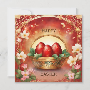 Cartes Pour Fêtes Annuelles Joyeux panier de Pâques avec oeufs