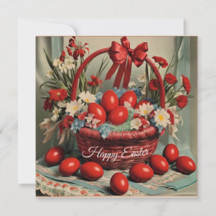 Cartes Pour Fêtes Annuelles Joyeux panier de Pâques avec oeufs
