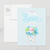 Cartes Pour Fêtes Annuelles Joyeux panier d'oeufs de Pâques et points bleus (Devant / Derrière)