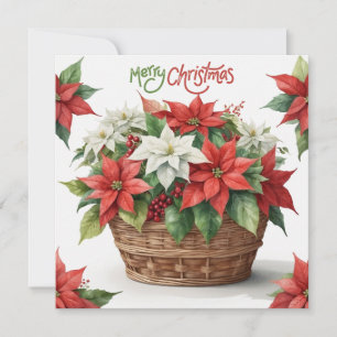 Cartes Pour Fêtes Annuelles Joyeux panier Poinsettia de Noël