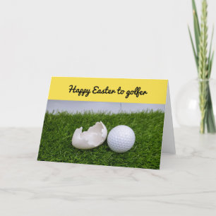 Cartes Pour Fêtes Annuelles Joyeux Pâques au golf avec balle de golf et oeuf