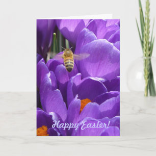 Cartes Pour Fêtes Annuelles Joyeux Pâques ! "Crocus et abeilles de miel"