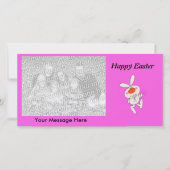 Cartes Pour Fêtes Annuelles Joyeux Pâques Danser mignon lapin blanc (Devant)
