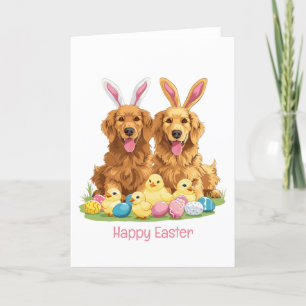 Cartes Pour Fêtes Annuelles Joyeux Pâques Golden Retriever Chiens Bunny Ears