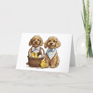 Cartes Pour Fêtes Annuelles Joyeux Pâques Goldendoodle Chiens Pâques Panier