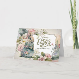 Cartes Pour Fêtes Annuelles Joyeux Pâques. Joli lapin à l'ancienne