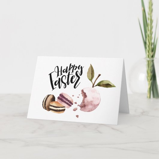Cartes Pour Fêtes Annuelles Joyeux Pâques | Macarons et fruits Printemps minim (Devant)