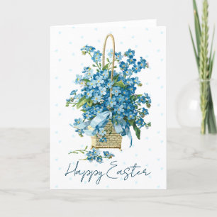Cartes Pour Fêtes Annuelles Joyeux Pâques Oubliez-Moi Pas Panier Fleur Bleu