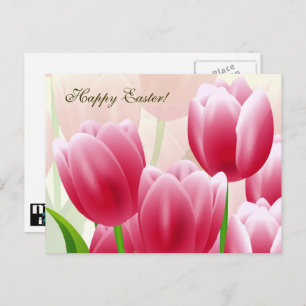 Cartes Pour Fêtes Annuelles Joyeux Pâques. Tulipes de printemps