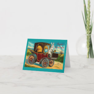 Cartes Pour Fêtes Annuelles Joyeux Pâques Vintage voiture de voiture