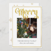 Cartes Pour Fêtes Annuelles Joyeux Parties scintillant d'or - Noël photo minim (Devant / Derrière)