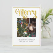 Cartes Pour Fêtes Annuelles Joyeux Parties scintillant d'or - Noël photo minim (Debout devant)