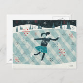 Cartes Pour Fêtes Annuelles Joyeux Patinage de Noël (Devant / Derrière)