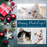 Cartes Pour Fêtes Annuelles Joyeux Pawlidays 3 Photo<br><div class="desc">Cette belle carte de collage photo de Noël avec 3 photos, Happy Pawlidays dans une police de script moderne, vos noms et l'année serait parfait pour envoyer à vos amis et votre famille. Le dos est un turquoise assorti. Tout le monde adorera avoir de nouvelles photos de vos bébés à...</div>