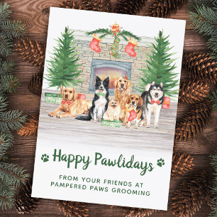 Cartes Pour Fêtes Annuelles Joyeux Pawlidays Amoureux des chiens Animaux de co