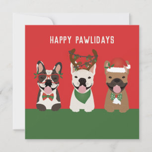 Cartes Pour Fêtes Annuelles Joyeux Pawlidays Bouldogs Français