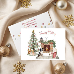 Cartes Pour Fêtes Annuelles Joyeux Pawlidays Chien Design- Collie