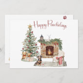Cartes Pour Fêtes Annuelles Joyeux Pawlidays Chien Design - Dachshund (Devant / Derrière)