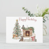 Cartes Pour Fêtes Annuelles Joyeux Pawlidays Chien Design - Dachshund (Debout devant)