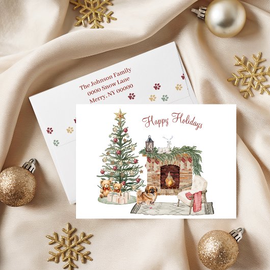 Cartes Pour Fêtes Annuelles Joyeux Pawlidays Chien Design - Pekingese