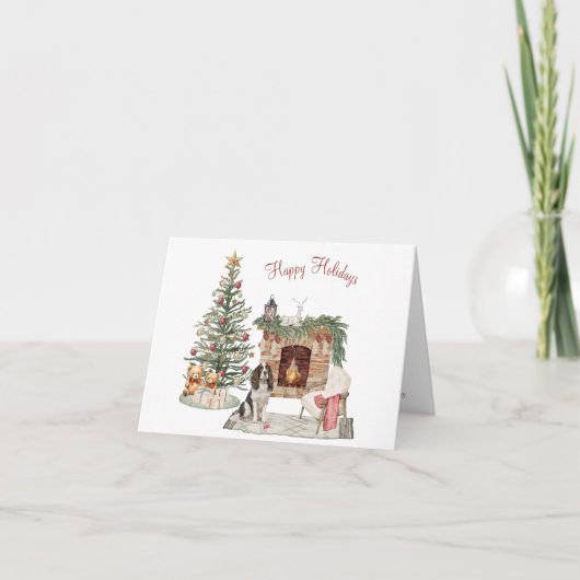 Cartes Pour Fêtes Annuelles Joyeux Pawlidays Chien Design - Springer Spaniel (Devant)