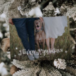 Cartes Pour Fêtes Annuelles Joyeux Pawlidays Chien Horizontal Photo Noël<br><div class="desc">Carte de modèle photo de Noël rétro et fantastique pour les propriétaires de chiens et de chats avec une police de style rétro en haut qui dit "heureux pawlidays" avec des étoiles sur votre photo fourre-bébé horizontale.</div>