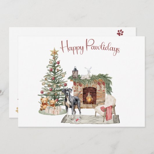 Cartes Pour Fêtes Annuelles Joyeux Pawlidays Conception Chien - Grand Danse (Devant / Derrière)