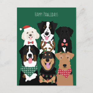 Cartes Pour Fêtes Annuelles Joyeux Pawlidays de mignons chiens de Noël