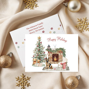 Cartes Pour Fêtes Annuelles Joyeux Pawlidays Design de Chien - Berger Allemand